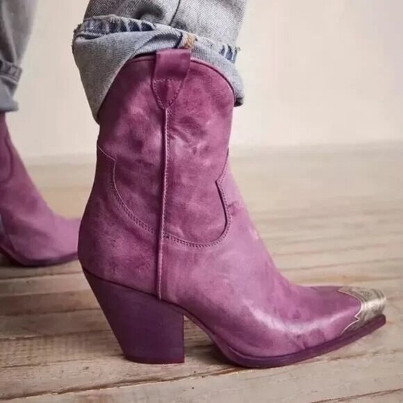 Free People Shoes - NEW Free People Brayden Western Boots Leather EU 36 US 5.5 Purple